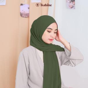 Tsabine - Liora Pashmina HIjab Turki Wanita Ceruty Babydoll Polos Jahit Tepi Muslim Kerudung