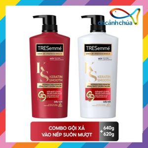 Dầu Gội Dầu Xả Tresemme Keratin Smooth Dưỡng Tóc Khô Xơ Rối Công Thức Chuẩn Salon Hydrolyzed Keratin Cho Tóc Vào Nếp Suôn Mượt: Gội 640gr Xả 620gr