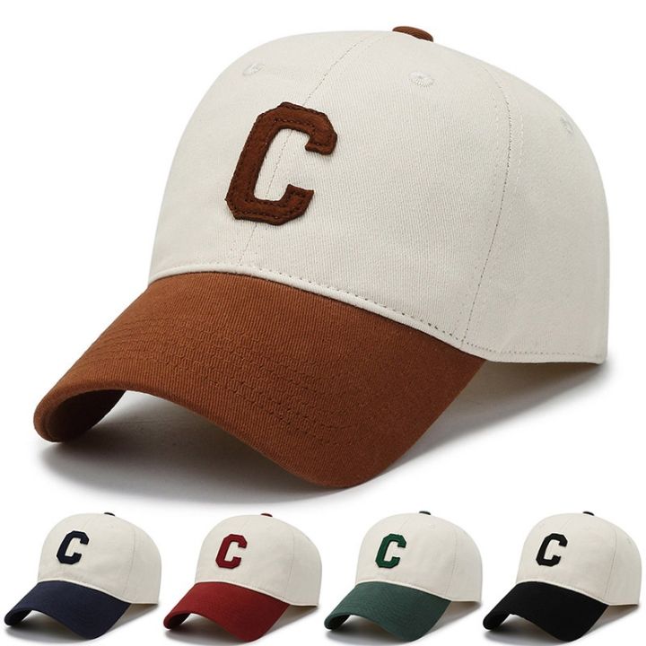 C embroidery color matching baseball cap Fashion Sunscreen High-quality cap  for men ins tide retro washed cotton cap for women