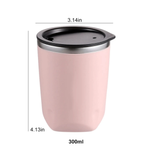 Cốc cà phê có nắp thép không gỉ thời trang 300ml cách nhiệt chân không và chống rò rỉ cho gia đình hoặc xe hơi