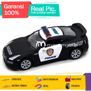 Diecast Miniatur Mainan Mobil Polisi Mobil Sport Performa Tinggi R35 2009 Buka Pintu Besi Metal
