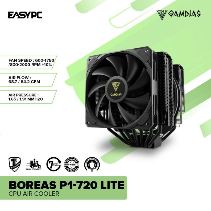 GAMDIAS Boreas E1-410 WH Dissipatore CPU Ad Aria – Ventola ARGB PWM, Tubi Heatpipe DTC, Compatibile Intel E AMD - 3