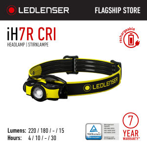 LEDLENSER iH7R CRI - Natural Light Headlamp 90 CRI - Rechargeable Batteries - Blister - UP TO 220 LUMENS Max 150m beam distance Max 30 Hours Run time - BRIGHT LED LIGHT Original Design & Technology from Germany - Led Lenser