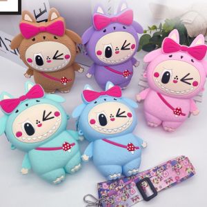 LEIFNYDI Waterproof Labubu Crossbody Bag Cartoon Portable Silicone Coin Purse Kawaii Wallet Labubu Doll Shoulder Bag Children/Kids
