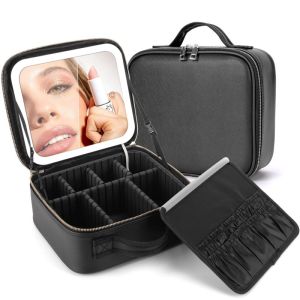 Tas Makeup Lampu Beauty LED Tas Beauty Case Make Up Full Mirror Tas Makeup Kosmetik