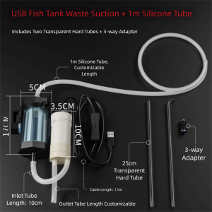 NEXTYOO USB Powered Aquarium Water Changer Low Noise 280GPH Vacuum Gravel Cleaner Portable Fish Tank Cleaning For Aquarium