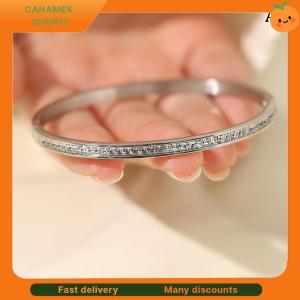 ❣️❣️❣️ Fashion Simple Titanium Steel Gypsophila Bangle No Fading Light Luxury Temperament Full Diamond Bracelet For Women Jewelry