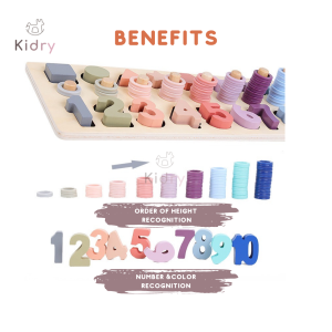 Wooden Math Shape Fishing Puzzle Colour Montessori Early Learning Educational Toy Stacker Colourful Game | Mainan Kayu Kanak