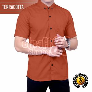 Kemeja Pria Warna Terracotta Panjang & Lengan Pendek