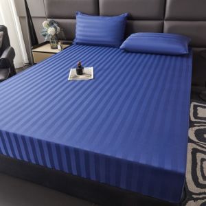 3in1 Bedsheet Hotel Plain Stripes Set | 100% Cotton | Fully Garterized Bedsheet Set With 2Pillowcase