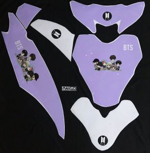 Stiker Decal Mio J motif BTS warna putih lilac