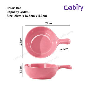 Cabify Ceramic Multiple Color Handle Bowl Pan Shape Soup Bowl Noodle Bowl Baking Bowl Oven Safe Microwave Safe Tableware