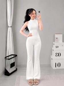 Set áo sát nách cổ lọ kèm quần dài ống loe KVYBODY S14 chất thun cotton borip lụa dày mịn co giãn