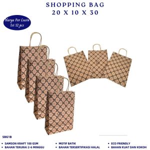 Shopping Bag Motif Batik 20X10X30 Paper Bag (Isi 12 Pcs-SBG1B)