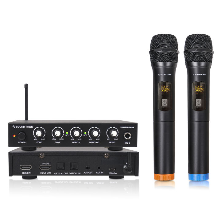 Sound Town Wireless Microphone Mixer System with HDMI ARC Optical