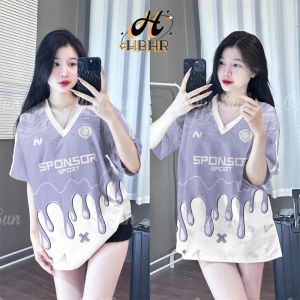 【HBHR】Oversize Summer Fashion T-shirt Loose Womens V-neck Top Korean Street Casual Daily Outdoor T-shirt