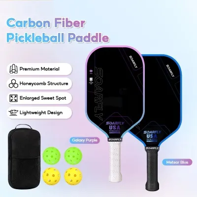 SOARFLY Professional T700 Carbon‑Faced Pickleball Paddle Set Textured Surface for Enhanced Spin & Control Shock‑Absorbing Honeycomb Core Complete Accessories for Recreational & Tournament Play
