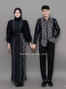Dress Couple Tenun Padma Hitam Baju Pasangan Kondangan Prewedding ANSTORE14