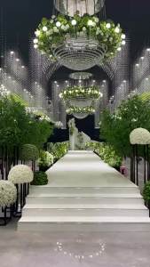 30/40/50/60/70/80CM Artificial White Orchid Green Hydrangea Bouquet Faux Green Ball Floral Centerpiece Wedding Lobby Table Decor