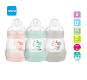 MAM Easy Start Anti Colic Bottle (130ml) with Extra Slow Flow Silicone Teat