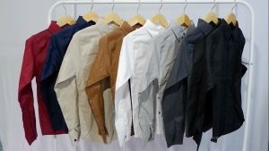 TopOne88 Baju Kemeja Lengan Panjang Katun Stretch Anak Laki Laki Usia Tanggung Hitam Putih