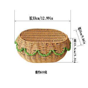 Handwoven Rattan Storage Basket Decorative Lid Organizer Eco-Friendly Home Decor Household Storage Box Bahay Organization Bamboo Fan Shape Container