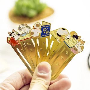SDFBN Office Supplies Cute Cartoon Japanese Animals Paper Cilp Cat Bookmark Metal Bookmark Kittens Book Mark Bookmark