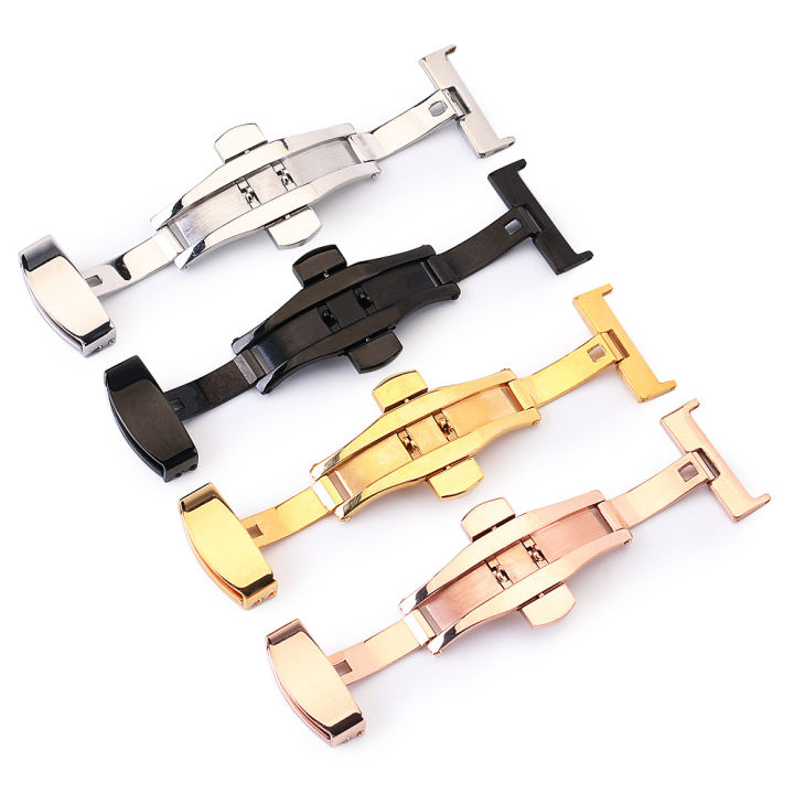 Stainless Steel Butterfly Buckle Polished Lock Watch Strap Button