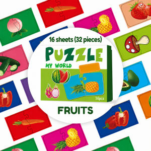 16 Pcs Literacy Puzzles Fun Puzzles Animals Fruits Educational Toddlers Educational Toys