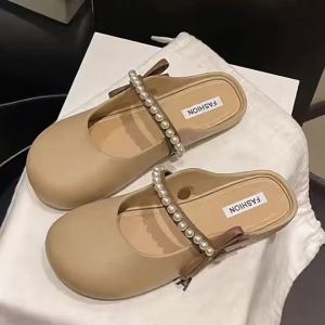 [Free Shipping] Flat Soft Sole Closed-Toe Mules for Women Versatile for Outdoor Wear 2025 New Spring/Summer Evening Shoes Slip-On