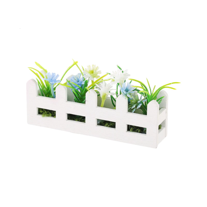 Hàng rào sồi thu nhỏ với hoa lụa cho Mô hình nhà bổ sung đồ chơi thực ...