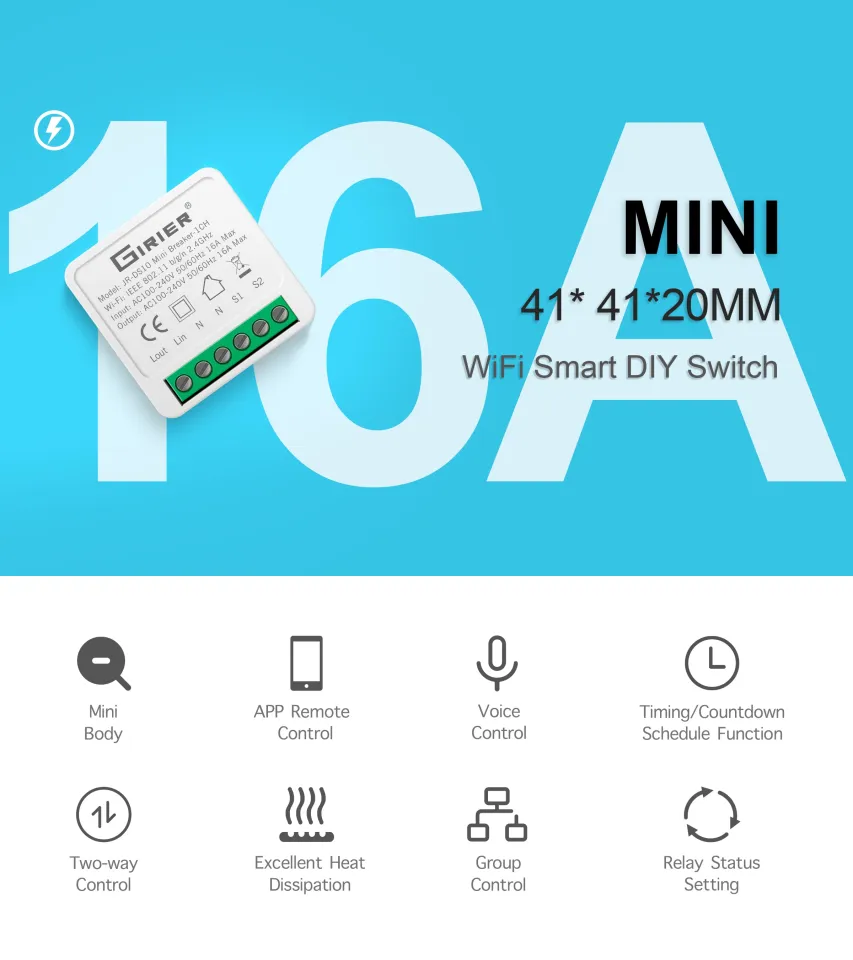 16A Mini Smart Wifi DIY Switch Supports Way Control Smart Home