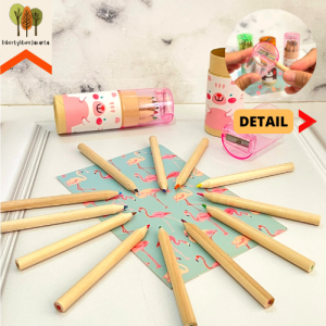 Pensil Warna Tabung 12pcs Dengan Tutup Rautan Motif Hewan Animal Lucu Pensil Unik ATK Murah Colored Pencil Funny Fancy Stuff Best Gift Stationery For School Kantor Sekolah Ready Grosir Kado Ulang Tahun READY COD