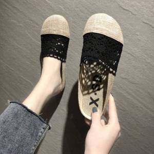 [Free Shipping] WomenS New Linen Breathable Closed-Toe Slip-On Slippers For Home Indoor And Outdoor Wear Lazy Shoes