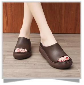 Free Shipping 2026 Spring/Summer New Collection: Stylish Slip-On One-Strap Sandals With A High Heel Non-Slip Sole And A Peep-Toe Design Suitable For Both Indoor And Outdoor Wear In Solid Colors Perfect For Moms