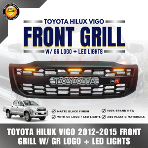 GECA - Toyota Hilux Vigo 2012-2015 Front Grill W/ LED KUN26 Front Grill GR design Toyota with GR logo (10093)