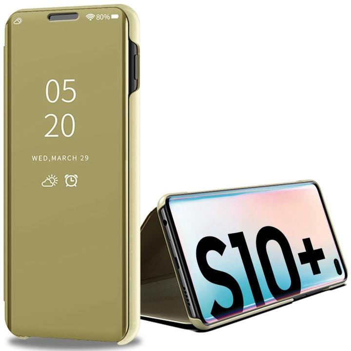 Galaxy S10 Plus Case WindCase Flip Stand Leather Mirror Semi