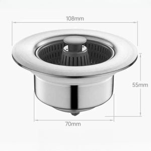 Stainless Steel Universal Sink Bounce Strainer Core Deodorant Drain Filter Stopper Kitchen Pop Out Food Catcher Basket