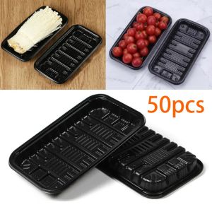 50PCS Meat Fish Fruit Vegetable Tray Disposable Sushi Trays Take out Fresh Packaging Tray Plastic Trays Tableware