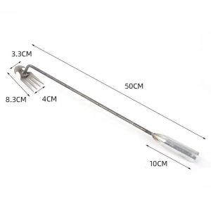 Weeding Uprooting Tool 4 Teeth Dual Purpose Steel Forged Weed Puller Hand Remover Tool for Garden