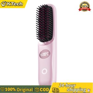 【Free Shipping】 Smart TV Style Wireless Charging Hair Straightening Comb with Ceramic Heating and Negative Ions for Sleek Hair