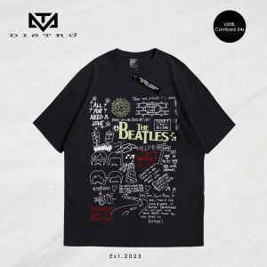 Kaos Distro Musik Oversize THE BEATLES Bahan Catton combad24s Tebal Adem Menyerap keringat Old school