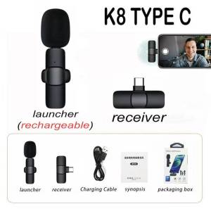 2 in 1 K8/K9 Mini Wireless Lavalier Microphone Portable Audio Video Recording Mic For IOS Android Type C Live Vlog