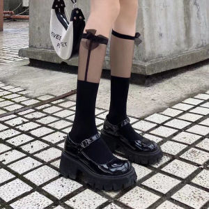 ถุงเท้ายาวถึงเข่าผู้หญิง JK จากญี่ปุ่น ถุงเท้านักเรียนสไตล์เกาหลี สไตล์โลลิต้าหวานและน่ารัก