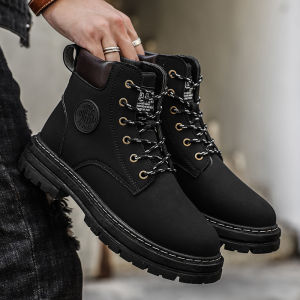 Fashion Mid-top Korean Martin Boots Men Waterproof Anti-slip Comfortable