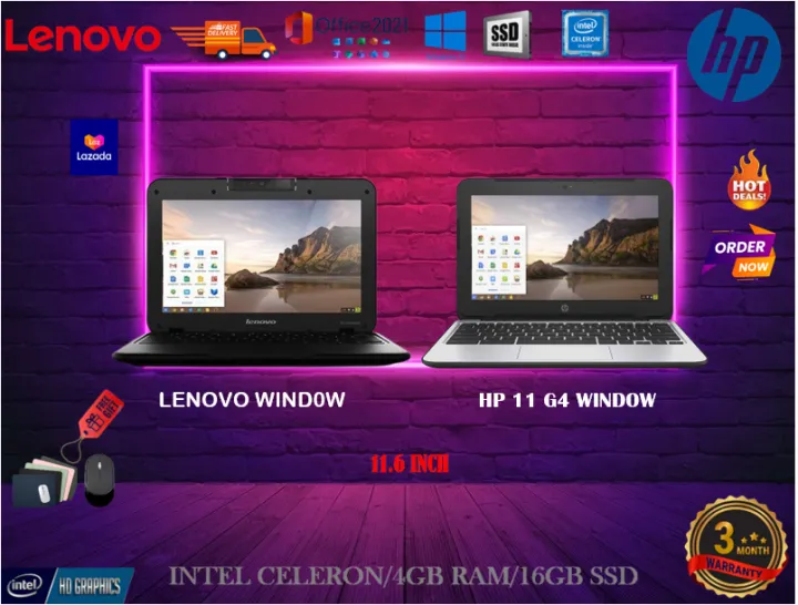 LENOVO WINDOW 10 PRO/ HP 11 G4 WINDOW 10 PRO/ACER C720 WINDOW 10 PRO,4GB RAM/16GB SSD,SUPPORT ONLINE CLASS,WARRANTY 3 MONTH, FREE MOUSE+MOUSE PAD