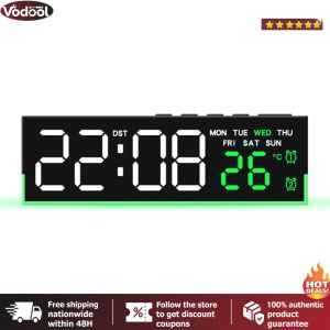 [VTO] LED Alarm Clock with Atmosphere Lights LED Clocks USB Charging Port Desk Clock Large Display for Bedroom Home Living Room Office