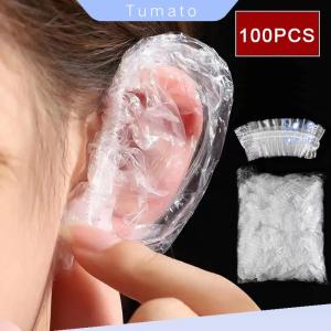 Tumato ที่ปิดหูแบบใช้แล้วทิ้ง100ชิ้นที่ปิดหูกันน้ำที่ปิดหูย้อมสีผมสีสดใสที่ปิดหูพลาสติก