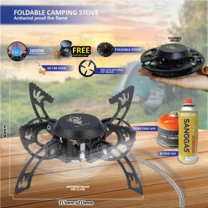 Windproof Mini Foldable Camping Gas Stove Dapur Khemah Cooker Burner Head Hiking Outdoor BBQ Portable Picnic