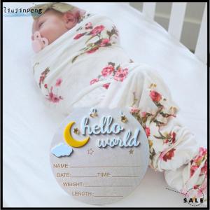 [liujinpeng] Wooden Hello World Newborn Sign Cute Birth Announcement Board Baby Announcement